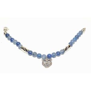 New JAI John Hardy 925 St Silver Bamboo Tiger Charm Blue Quartz Bead Bracelet